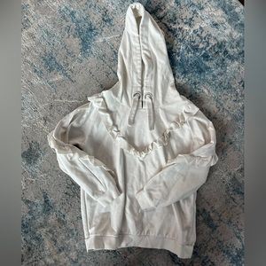 Girls White Hoodie with Ruffle Sleeve and Top